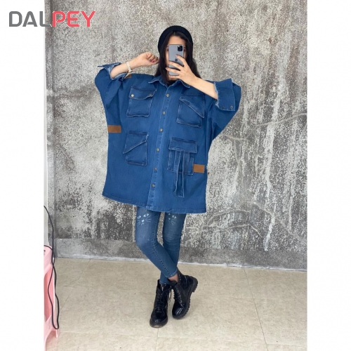 مانتو جین چرمدار