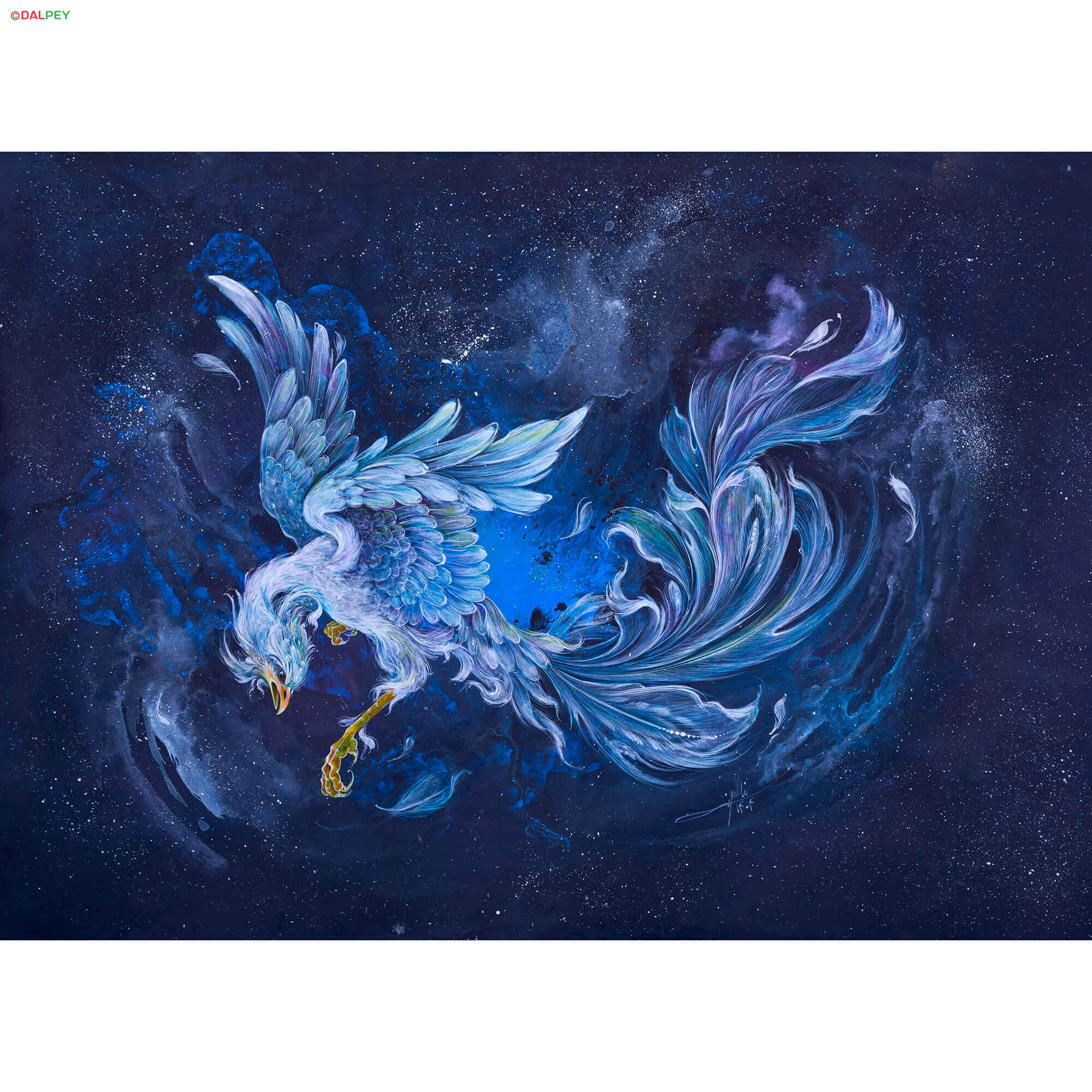 تابلو نقاشی اورجینال «خروش» | سیمرغ حماسی در کهکشان | سیده ندا سیداشرفی