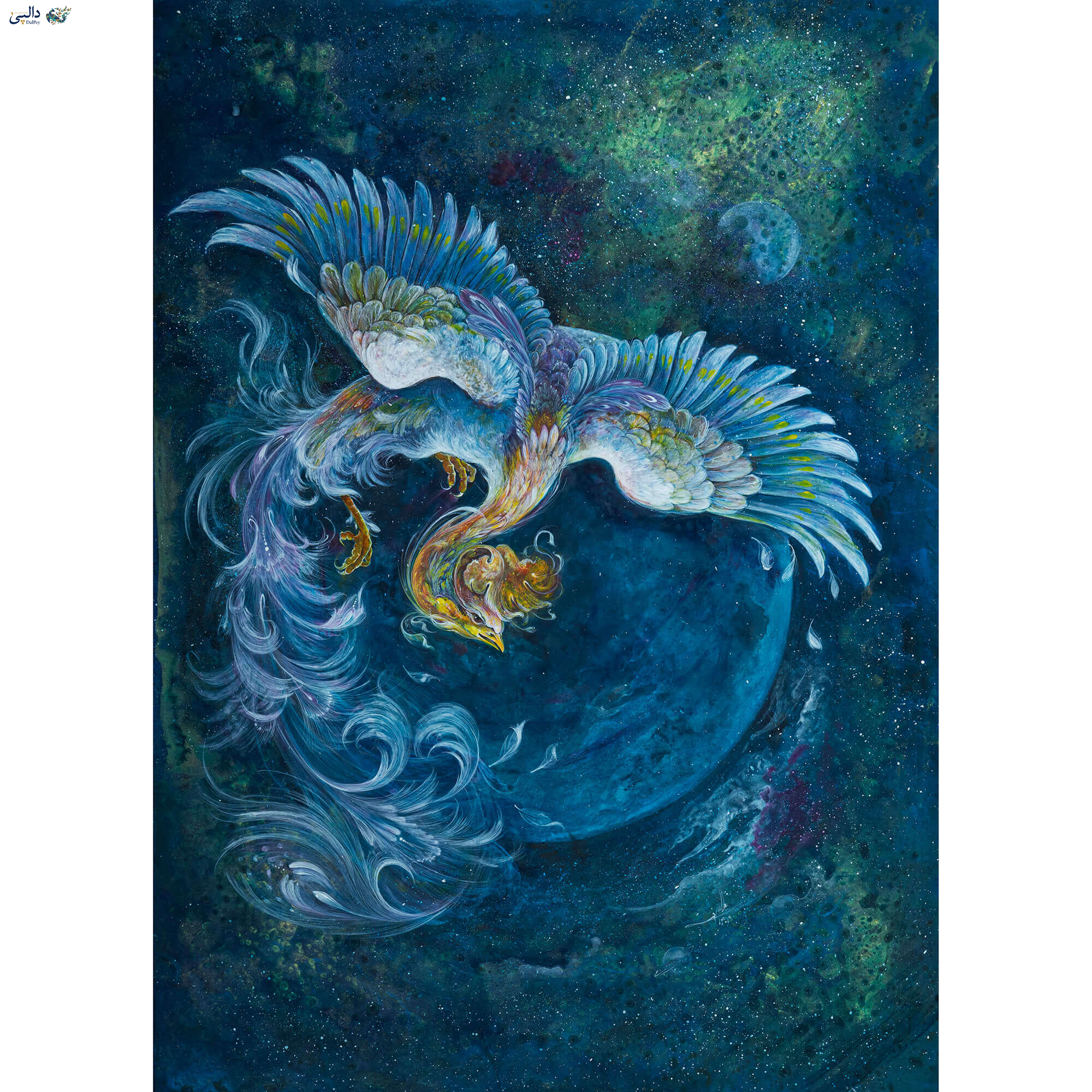 خرید نقاشی سیمرغ | اثر جاودانگی | نقاشی اسطوره‌ای اکریلیک و گواش