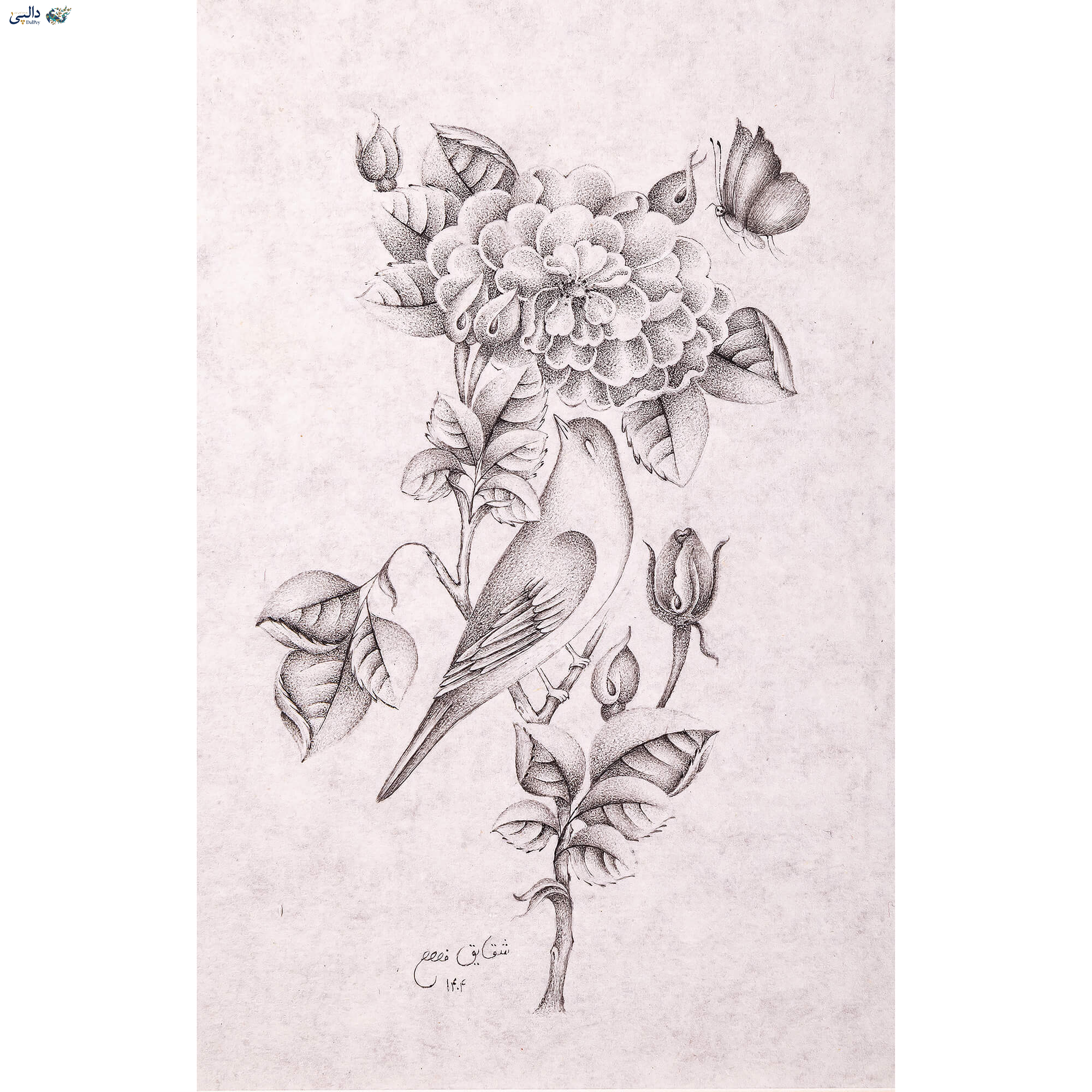 تابلو گل و مرغ معاصر مینیمال نجوای اردیبهشت | شقایق فلاح | دالپی