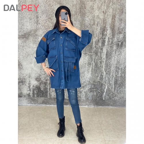 مانتو جین چرمدار کد 1005