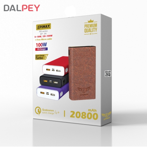 پاوربانک 20800 میلی آمپر چرم مدل EP-34