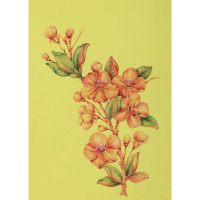 خرید مینیاتور «شکوفهٔ بادام» – پرداز نقطه‌ای آبرنگ از مجموعه گلستان ایران