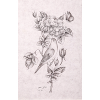 تابلو گل و مرغ معاصر مینیمال نجوای اردیبهشت | شقایق فلاح | دالپی