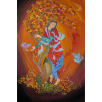 تابلو مینیاتور معاصر دخترک پاییز | سمیرا بزرگ‌زاد | دالپی